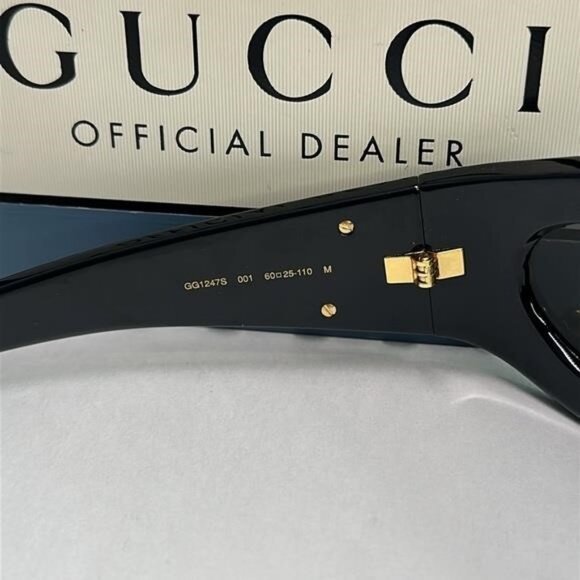 New Authentic GUCCI GG1247s 001 Black/Gold Oval sunglasses main image 12